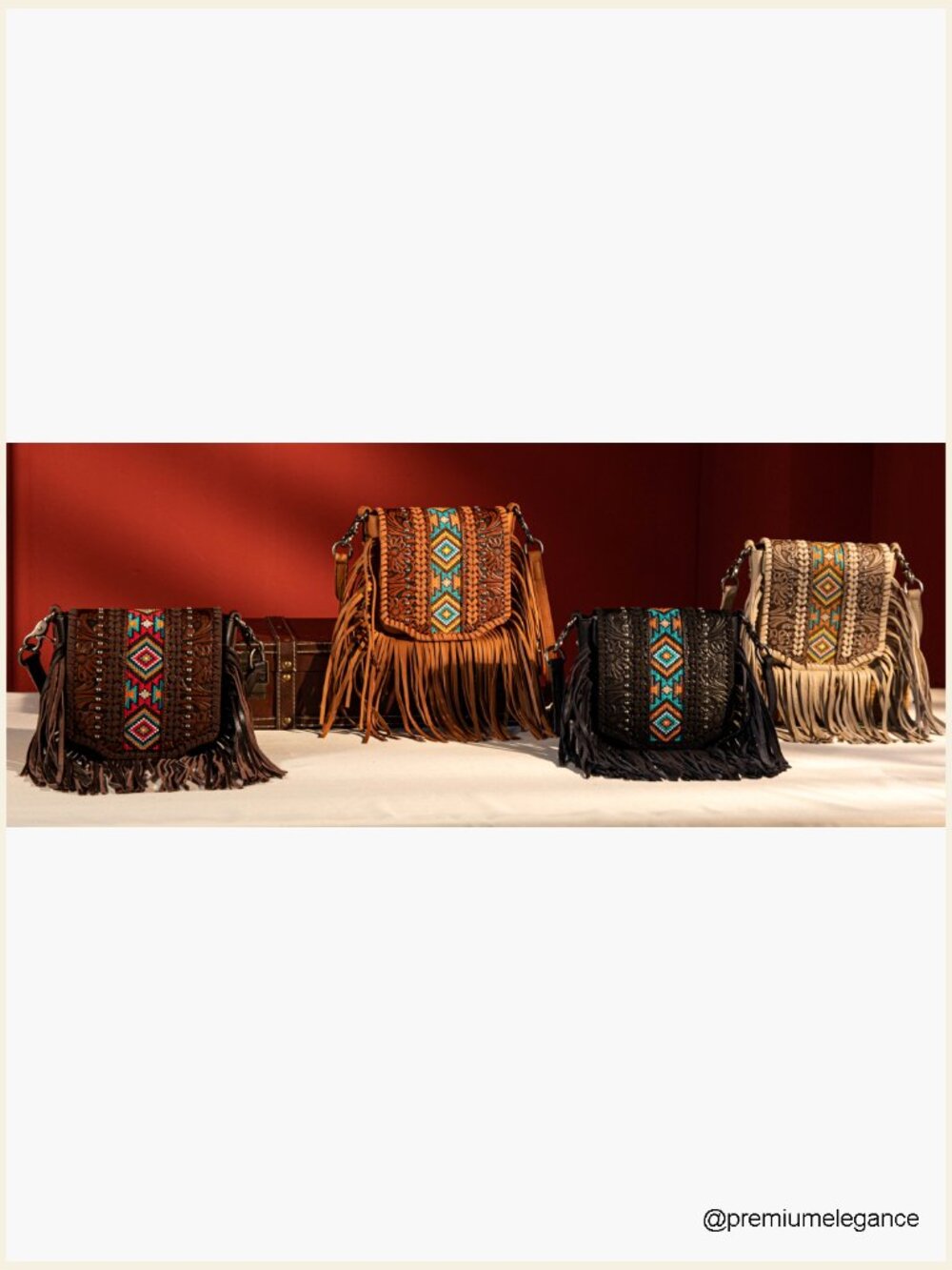 Western Small Crossbody Bag Fringe Purse Leather Shoulder Handbag Tooled Women - Picture 7 of 7